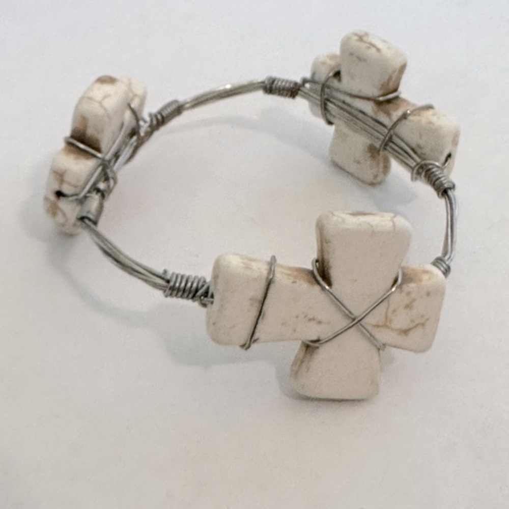 Handmade White cross bracelet from Etsy